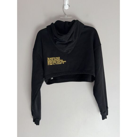 The North Face Womens Cropped Hoodie Black Yellow Cozy Preppy Outdoor Medium - Picture 7 of 13
